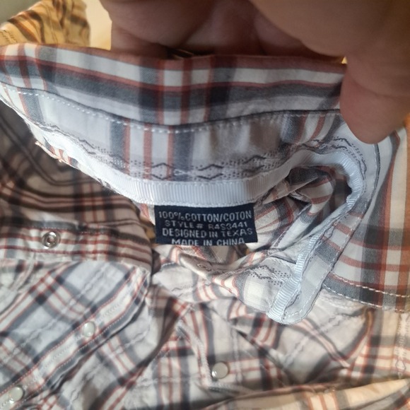Panhandle Rough Stock Shirt Womens Size S Red White Plaid Pearl Snap Western - Picture 3 of 14